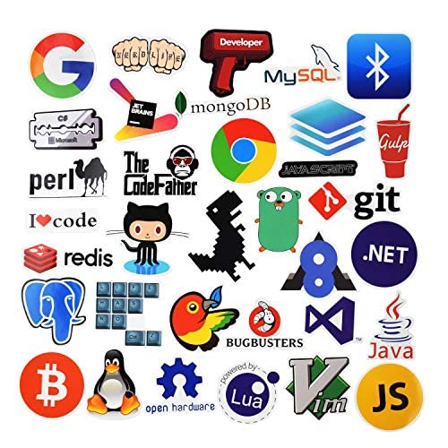 Sanmatic Adesivi Per Computer Portatili Sticker Pack 108Pcs Per Linguaggi Di Programmazione Per Sviluppatori Includono Sticker Logo It, C ++, Python,
