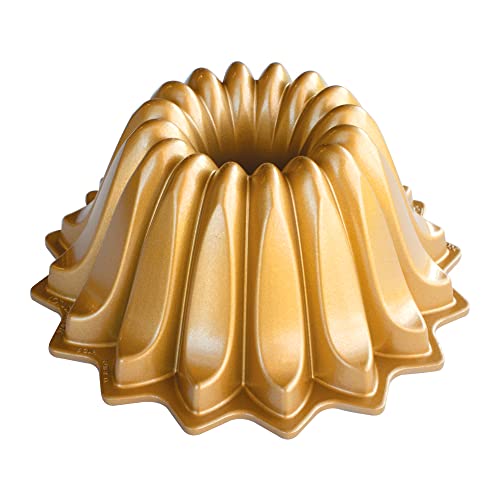 Nordic Ware Stampo Bundt Lotus, Alluminio, Oro, 21,6 X 21,6 X 9,5 Cm