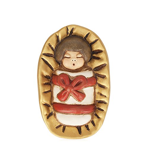 Thun® - Gesù Bambino Nella Mangiatoia - Versione Rossa - Statuine Presepe Classico - Ceramica - I Classici