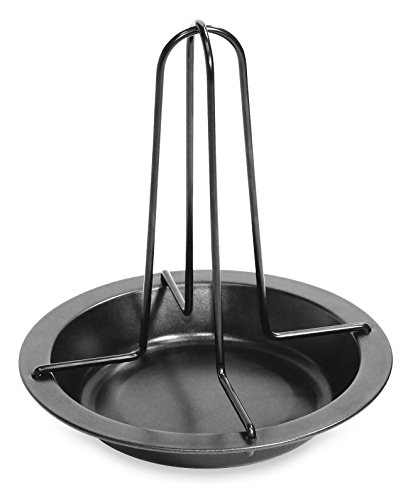 Fackelmann Torrefazione Per Pollo, Con Ciotola, Supporto Verticale Con Padella, Per Forno, Arrosto Verticale Per Pollame, 4 X 18 X 22 Cm, Nero