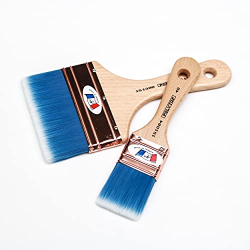 Set Di 2 Pennelli/Spazzole Spalter Polytop Da 100 Mm E 40 Mm, Made In Francia, Eco-Responsabili/Ideale Per Vernici E Vernici Int. O Esterni, Terrazze,
