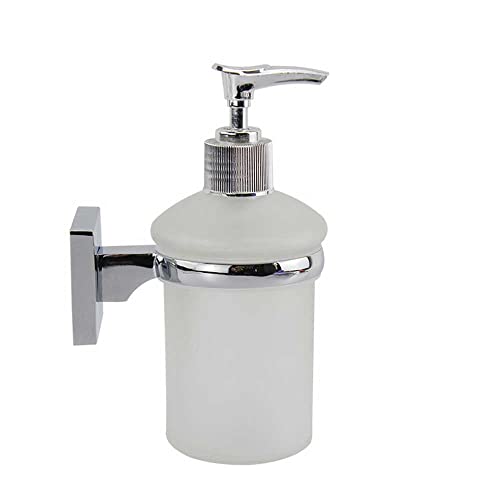 Vetrineinrete® Dispenser Per Sapone Liquido Da Parete In Acciaio Bicchiere In Vetro Satinato Fissaggio Con Viti O Senza Viti Biadesivo Accessori Arred