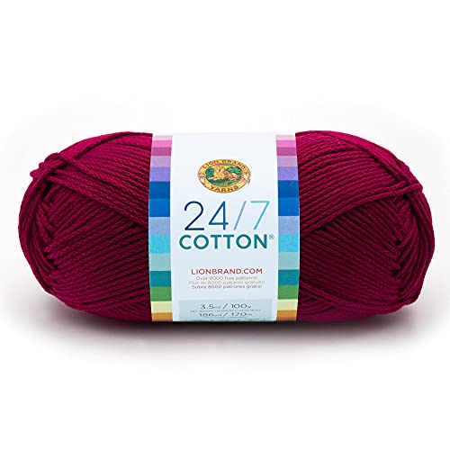 Lion Brand Yarn Company-Matassa Di Filato In Cotone, In Puro Cotone, Colore: Magenta