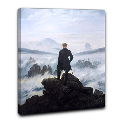 Niik Quadro + Telaio (Bc) Viandante Sul Mare Di Nebbia Caspar David Friedrich 60 X 47 X 1,7 Cm Falso D'Autore Stampa Su Tela
