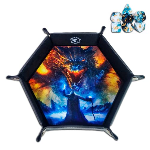 Power Beast Dungeon Tavola Dadi Mago E Drago, Vassoio Dadi, Set Di Dadi, 7 Pezzi Dadi Inclusi, Dadi Poliedrici, D&D, Dungeons And Dragons, Dnd, Dungeo