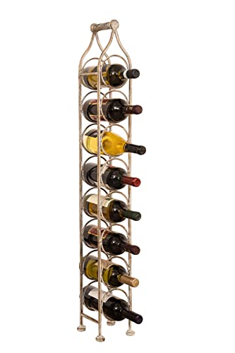 Biscottini Portabottiglie Vino In Ferro Battuto 105X15X16 Cm - Porta Bottiglie Di Vino Capienza 8 Bottiglie - Cantinetta Vino Bianco Antico - Portabot