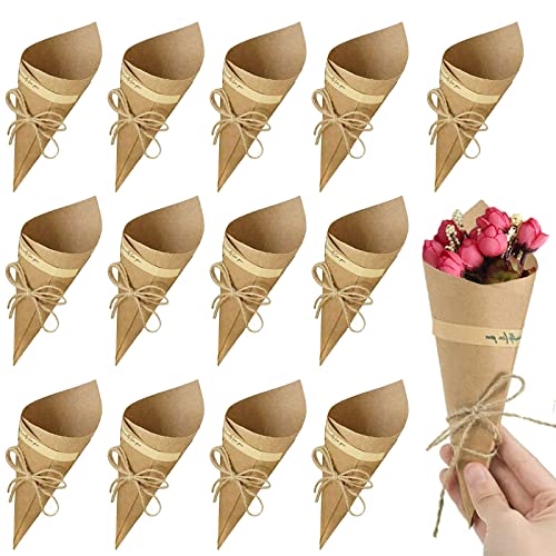 Ipobie 50 Pezzi Coni Portariso Matrimonio,Bomboniere Per Matrimoni Coni Portariso Kraft Carta Per Caramella Confetti Riso Scatole