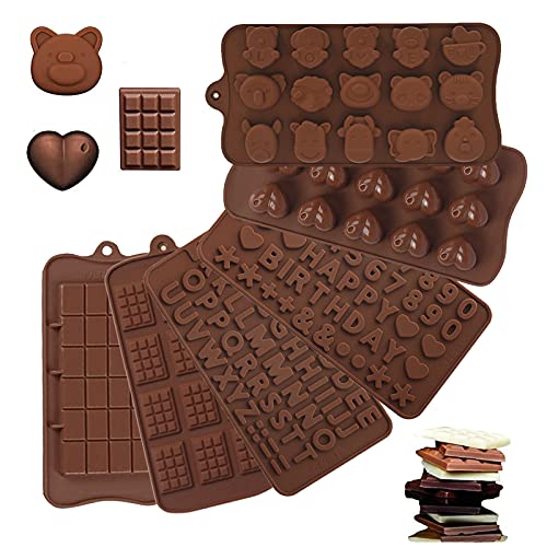 6Pcs Stampi In Silicone Per Cioccolatini E Caramelle Stampi Per Lettere E Numeri Di Cioccolato Stampi In Silicone Cioccolato Antiaderenti Per Torte Di
