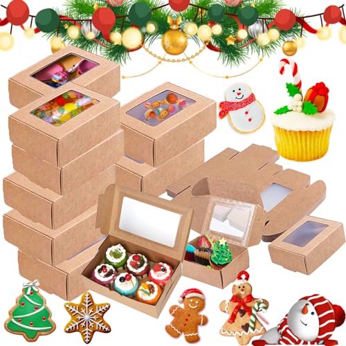 30 Confezioni Scatole Di Biscotti Con Finestra Trasparente, Scatole Per Cupcake, Scatole Di Pasticceria, Per Bomboniere, Prodotti Da Forno, Cibo, Bisc