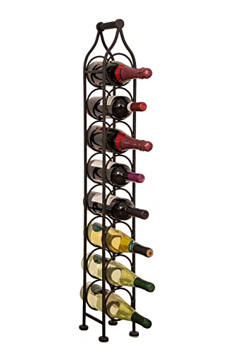 Biscottini Portabottiglie Vino In Ferro Battuto 105X15X16 Cm - Porta Bottiglie Di Vino Capienza 8 Bottiglie - Cantinetta Vino Nera - Portabottiglie Da