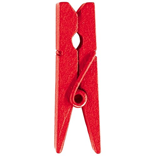 Mini 24 Mollette Da Circa 2,5 Cm, In Legno Rosso, 2691