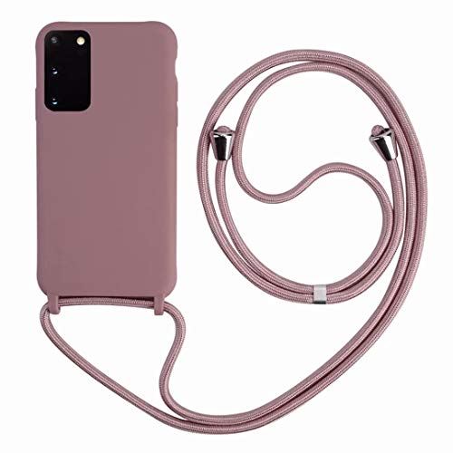 2Ndspring Cover Con Collana Compatibile Con Samsung Galaxy S20,Case Con Laccio Per Il Collo Custodia Con Cordino,Soft Silicone Rose Gold