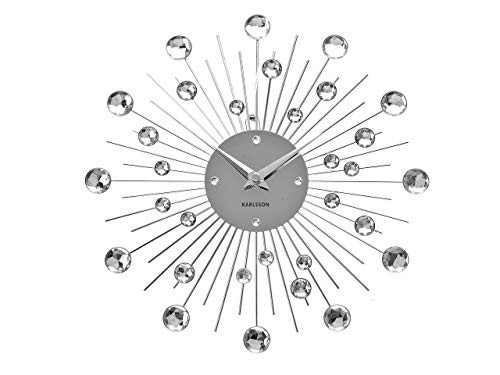 Karlsson Ka4860 Sunburst Crystal Orologio Da Muro, Argento, Plastica, Metallo, Sonstige