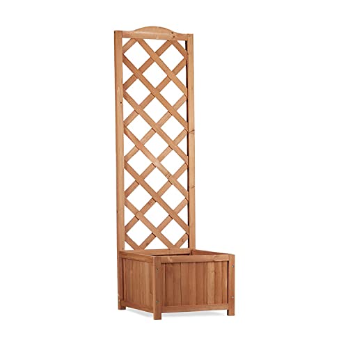 Flur Nymphea Fioriera Da Giardino Porta Fiori Con Pannello Grigliato In Legno,120X45X30 Cm