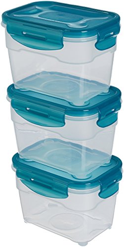 Amazon Basics Set Di Contenitori Per Alimenti,3 Pezzi Da 1 L, Trasparente