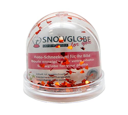 Snowglobe For You 50009 - Palla Di Neve Grande Con Immagine Base Trasparente, Contenuto Cuori Rossi, 9 Cm