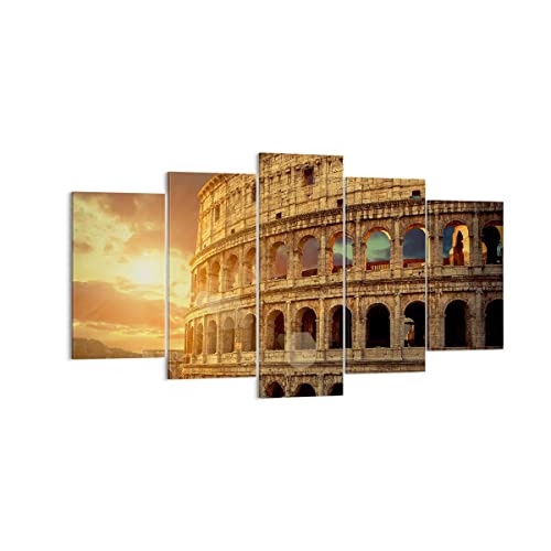 Quadri Moderni Soggiorno Coloseum Roma Architettura Italia Quadro Su Tela 160X85Cm Stampe Da Parete Camera Da Letto 5 Pezzi Wall Art Canvas Grandi Dec