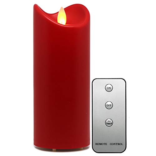 Tronje Ø7X18 Cm Led Candela A Batteria Da Esterno Rosso - Candela Plastica Senza Fiamma Con Timer E Telecomando - Impermeabile & Resistente Al Calore