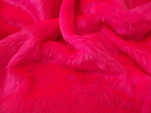Tinta Unita Divertente Pelliccia Finta Materiale Tessuto Brillante Rosa Ciliegia - Brillante Rosa Ciliegia, 1Mtr - 150Cm X 100Cm
