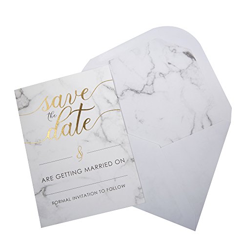 Neviti – Scripted Marmo – Save The Date Biglietti Con Buste, Confezione Da 10