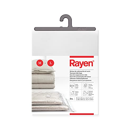 Rayen 6235 Sottovuoto Per Biancheria, Confezione 2 Sacchi (55 X 90 Cm E 80 X 100 Cm), 2 Unità