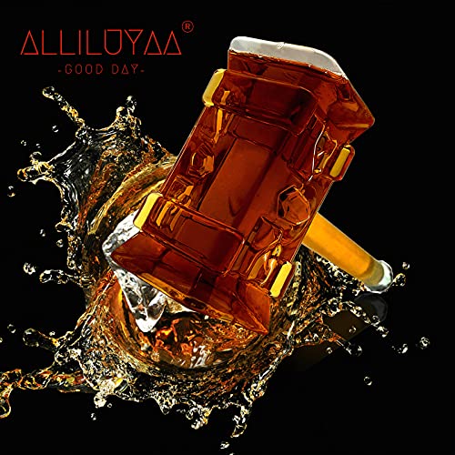 Alliluyaa Thors Martello Bottiglie Whisky,Personalità Decantatore Whisky,Decanter A Martello Di Vetro Con Bella Confezione Regalo Chiusura Ermetica Id