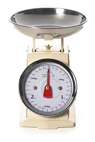 Excelsa Vintage Bilancia Meccanica, Acciaio Inox, Crema, Sensibilità: 3 Kg/10 G
