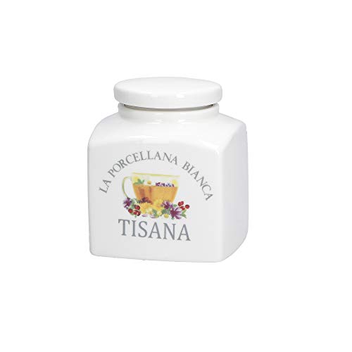 La Porcellana Bianca - Contenitore Tisana - Conserva, Barattoli E Contenitori - Barattoli Cucina - Porcellana - 500 Cc; 9,5X9Xh10,5 Cm