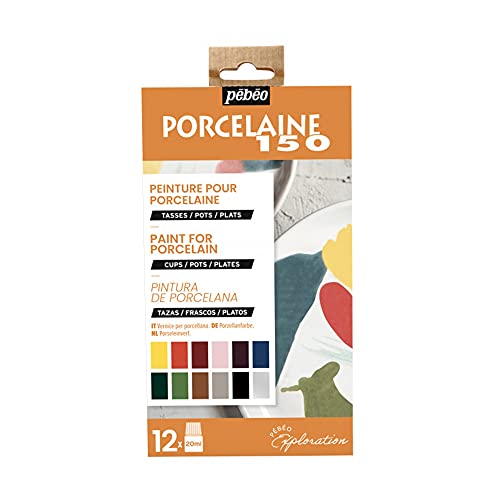 Pebeo - Set Scoperta Porcelaine 150 Brillante - Pittura Su Porcellana - Assortimento 2-12 Flaconi Da 20 Ml - Colori Brillanti, Base Acqua