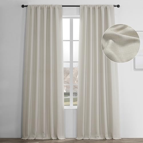 Hpd Half Price Drapes Boch-Ln185-P Tende Oscuranti In Finto Lino Per Camera Da Letto (1 Pannello), Misto Poliestere, Betulla, 50W X 120L