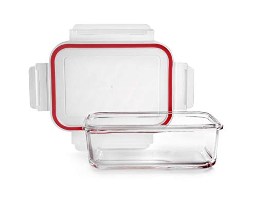 Ibili Contenedor De Vidrio Rectangular 400 Ml, Stainless Steel