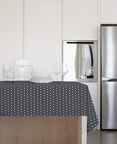 Gemitex Tovaglia Felpata Plus 140X140 Cerata In Pvc Decoro Pois Grigio Made In Italy