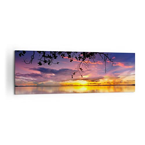 Quadro Su Tela 160X50Cm Stampe Da Parete Barca Tramonto Lago Cielo Grandi Xxl Decorazione Murale Camera Da Letto Cucina 1 Pezzo Quadri Moderni Soggior