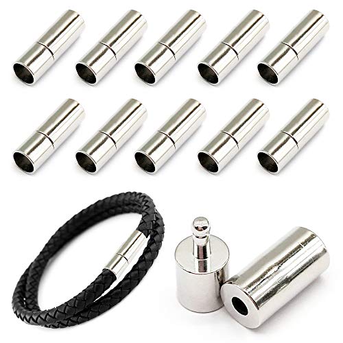 Moamun 20 Pz Cavo, Tappi Terminali Per La Gioielleria, Spingere I Fermagli Per Cuoio Corda Collana Bracciale Con Fibbia (Argento, 3Mm)