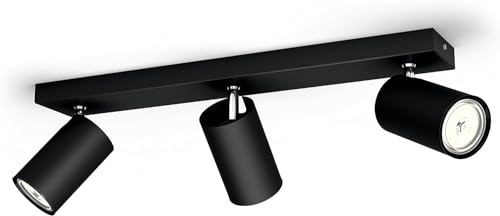 Philips Led Faretto Kosipo 3 Punti Luce, Attacco Gu10, 10W, Nero