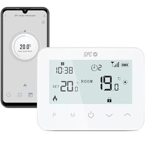 Spc Vesta Thermostat – Termostato Riscaldamento Wifi Per Caldaia A Gas, Controllo Intelligente Tramite App, Compatibile Con Alexa/Google, Rilevamento