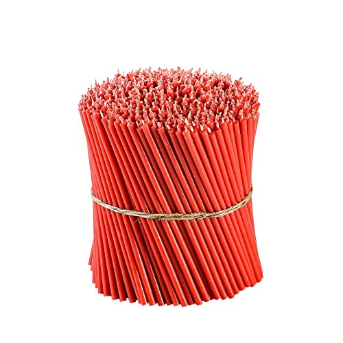 Danilovo Candele (Rosso) Profumate In Pura Cera D’Api – Candele Chiesa Ortodossa Per Preghiere, Natale, Lunghe, N140, Altezza 16 Centimetri, 500 Pz
