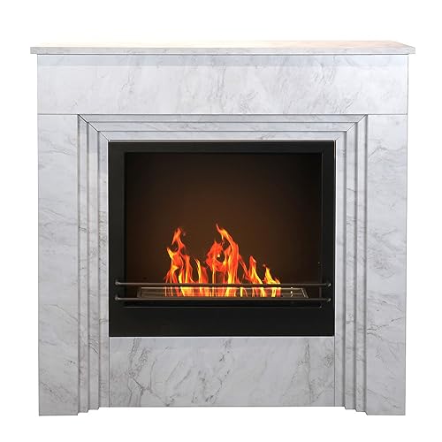Camino A Bioetanolo Da Terra Bellini In Legno Effetto Marmo Bianco Made In Italy L96 X P35 X H96