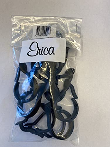 Erica - Anelli Per Tende Da Doccia, 12 Pezzi, Colore: Nero