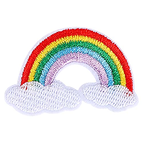 Jenngaoo 10 Pezzi Toppa Nuvola Arcobaleno, Adesivo In Tessuto Nuvola Arcobaleno Nuvola Motivo Arcobaleno Ricamo Applique Decorazione Forniture, 5,2 X