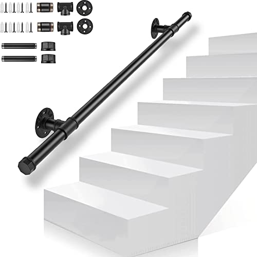 Gorssen Corrimano Per Scale Interne Esterni Nero Outdoor Scale Ringhiere, 100Cm Montaggio A Parete Scale Ringhiera Per Anziani Disabili In Interne Gra