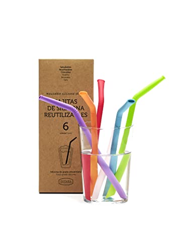 Irisana S4400235 Cannucce Riutilizzabili, Multicolore, Silicone, 21,5 Cm, 6 Pz