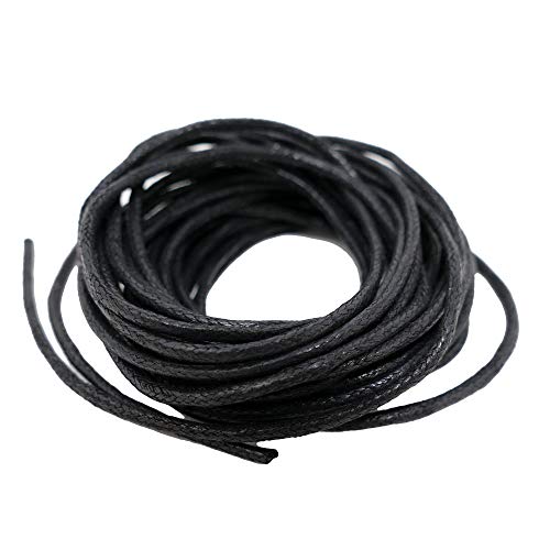 The Bead Shop Cordoncino Di Cotone Cerato - 2 Mm 5 Metri Di Cordoncino Nero - Shamballa Macrame - Filo Per Bordatura Per La Creazione Di Gioielli Per