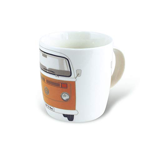 Brisa Vw Collection - Volkswagen Tazza In Ceramica Da Tè, Caffè, Latte, Cappuccino, T2 Bus Design (Fronte/Arancione/370Ml)