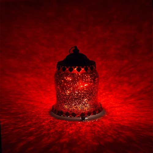 Jinfa Set Da 1 Lanterna Led In Vetro Decorazioni Casa A Batteria | Design Campana | Rosso Rubino