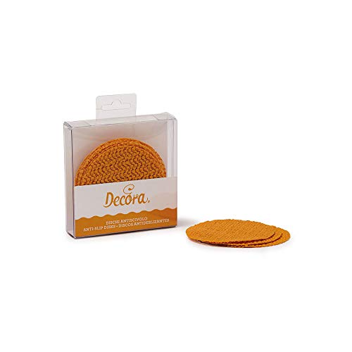 Decora 9260250 Dischi Antiscivolo Per Piano Di Lavoro 9 Cm, 10 Pezzi, Arancio, Ø 9Cm, Unità