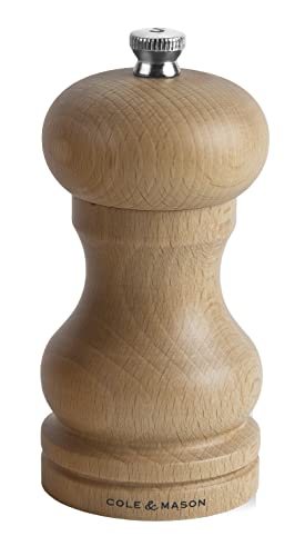 Cole & Mason Ha0425P Beech Capstan Macina Sale, Legna Leggera, Precision+, Macinatura Regolabile, Legno Di Faggio Naturale, 120Mm, Include 1 X Mulino