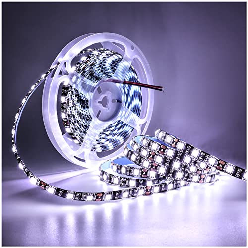 Tesfish Striscia Led 12V, Strisce Led 5M Bianco 6000-6500K Scheda Pcb Nera 5050 Ip65 Impermeabile 300 Leds Nastri Led Per Camera Da Letto, Decorazione
