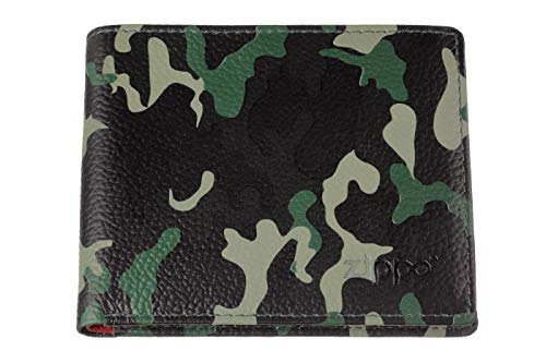 Zippo Leather Credit Card Holder Porta Carte Di Credito 11 Centimeters Verde (Green Camouflage)
