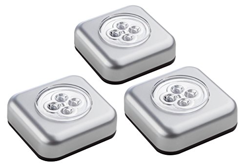 Müller Luce 3 X Led Touch-Licht Quadrat Con 3 X Aaa, Argento 400136